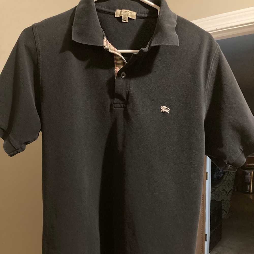 Burberry London Classic Fit Mens Medium Dark Blue Short Sleeve Polo